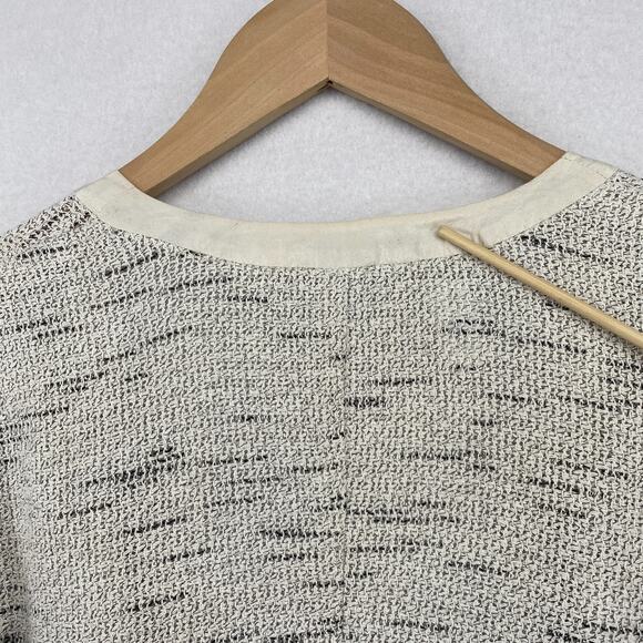 EILEEN FISHER Jacket S Tweed Blazer Cardigan Draped Open Front Off White - Picture 13 of 14